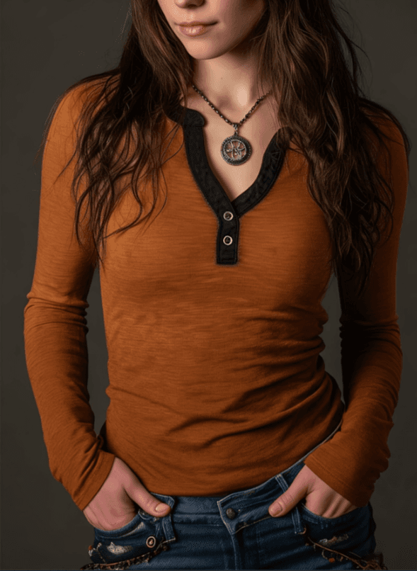 Gradient Henry Collar Long-Sleeve T-Shirt
