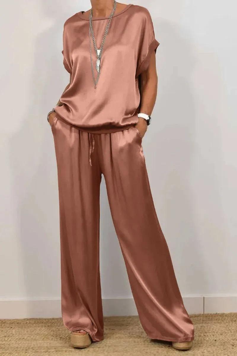 Spring And Summer New Trend Loose Shirt Wide Leg Pants Casual Suit