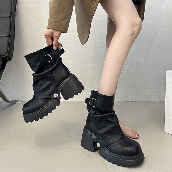 Chunky-heeled Fashionable Platform Ankle Boots