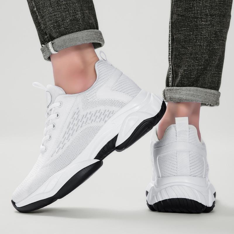 Lace-up Flyknit Mesh Height-increasing Casual Sports Shoes
