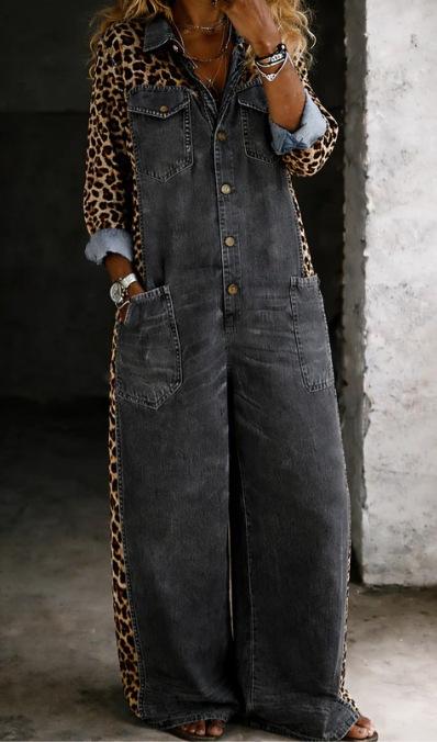 Womens Retro-Style Trendy Wide-Leg Jumpsuit