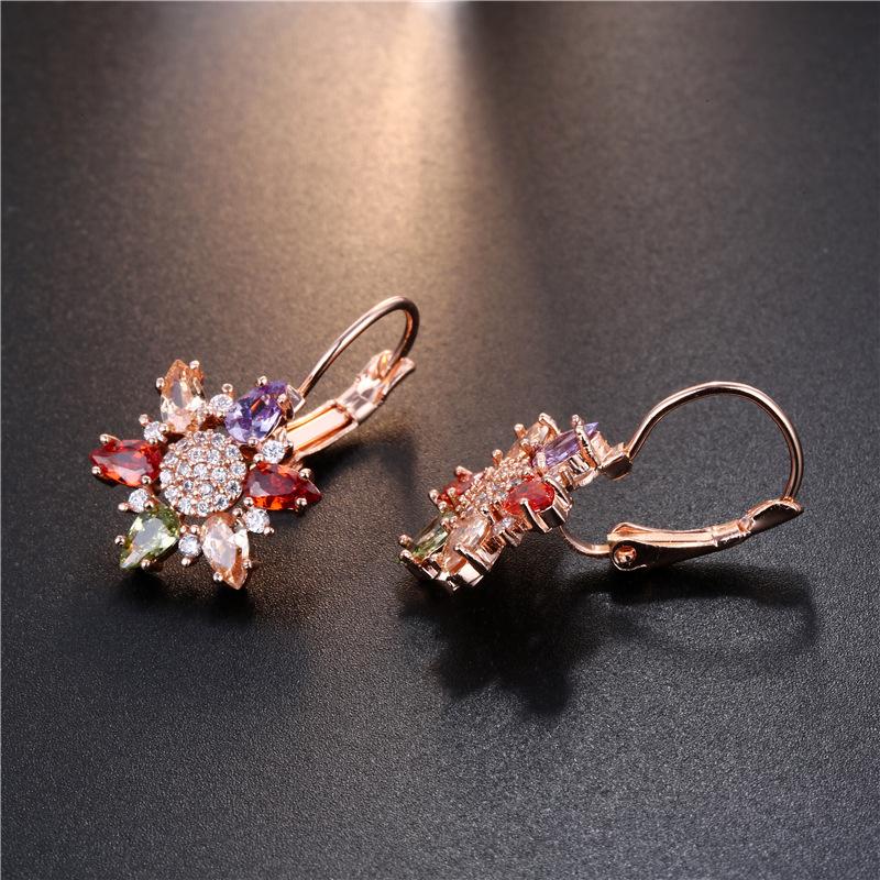 Mixed-color Zircon Crystal Earrings For Women