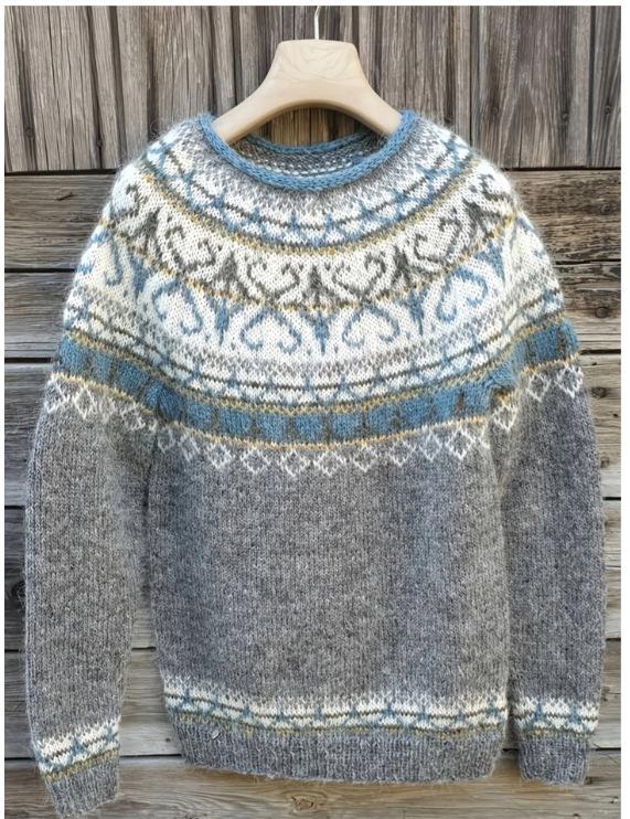 Thick Needle Cloth 3D Digital Printed Round Neck Sweater