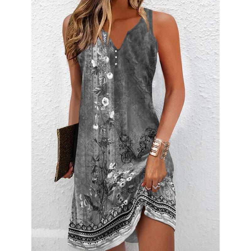 Fashion Personality Lady's Flower Printing Dress