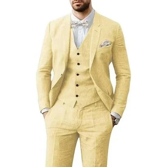 Business Mens Simple And Stylish Solid-Color Suit Set