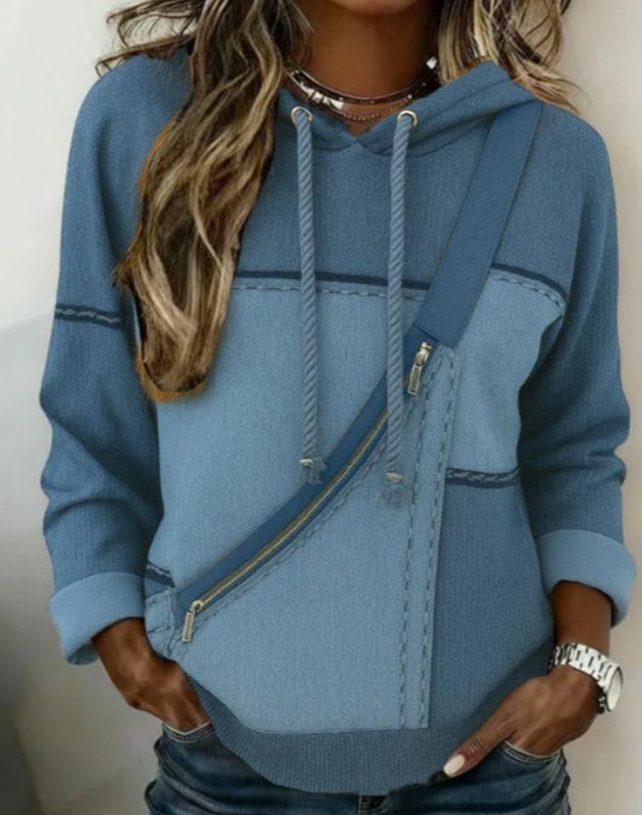 Womens 3D printed Hooded Long sleeve Sweatshirt With No Pockets