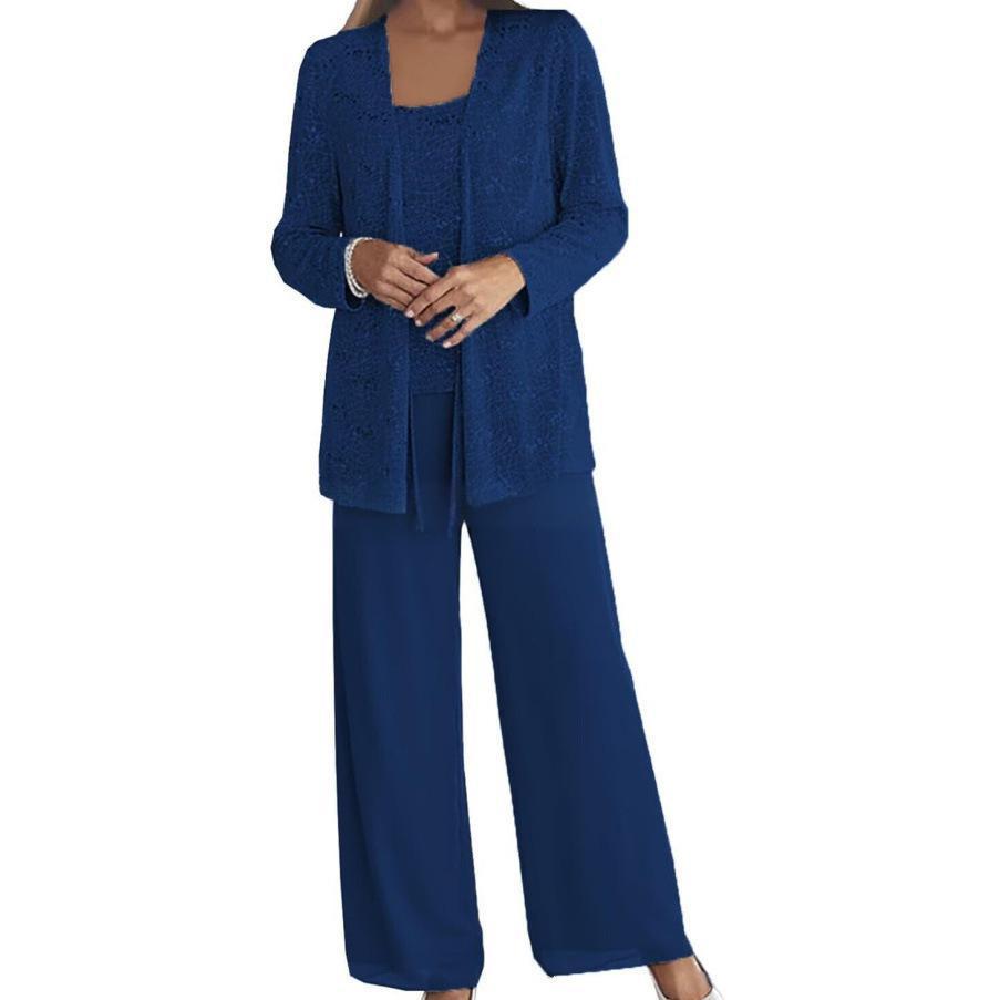 Womens Fashionable Lace Cardigan Casual Set