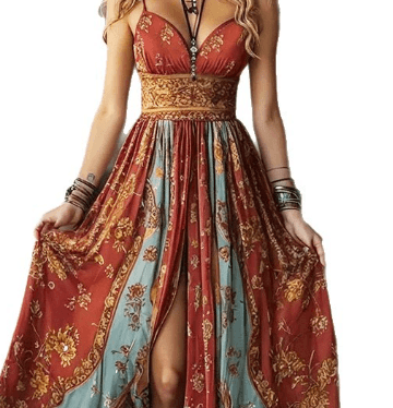 Bohemian Sling Printed Split Maxi Dress