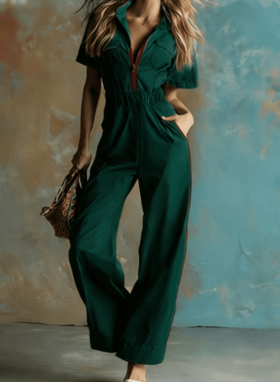 Workwear Waist-cinching Wide-Leg Jumpsuit