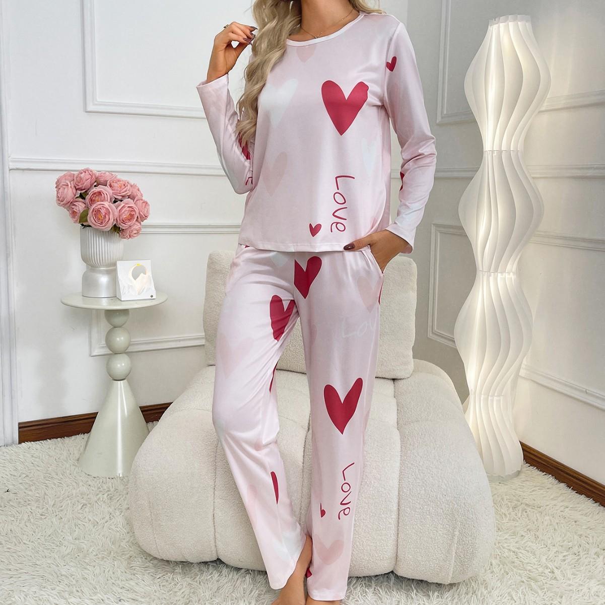 Love Print Long Sleeve Pants Simple Two-piece Set