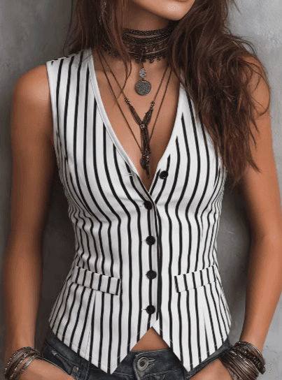 Women's Striped Sleeveless Vest