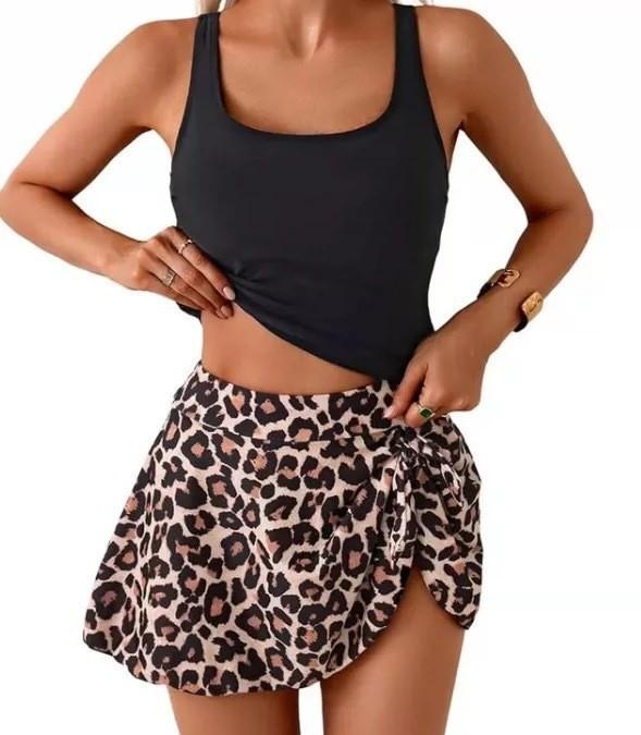 Black leopard print / L