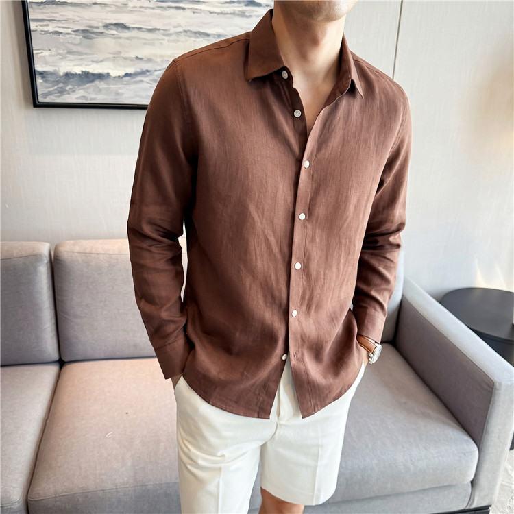 Lyocell-linen-cotton Blend Summer Square-neck Shirt