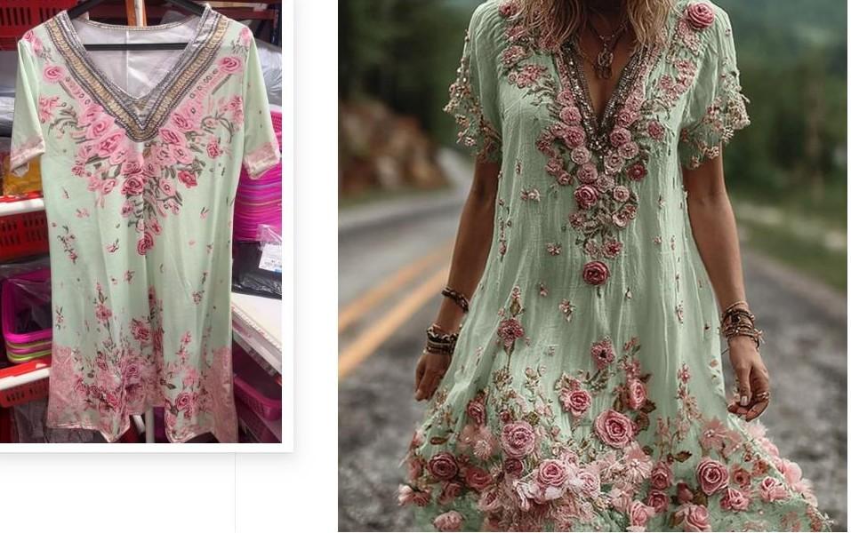 Women's Fashionable New Flower Striped Vest Dress