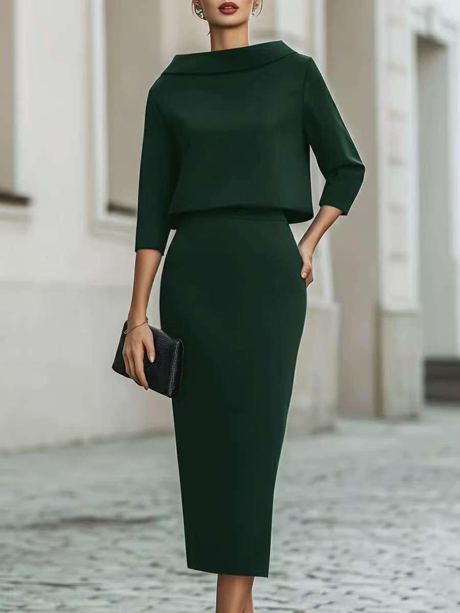 Fashion Urban Commute Bodycon Skirt And Top Two-Piece Set