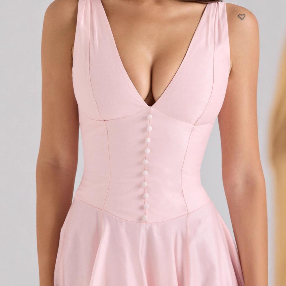 French Gentle Pure Desire Elegant Sexy V-neck Waist-controlled Slimming Dress