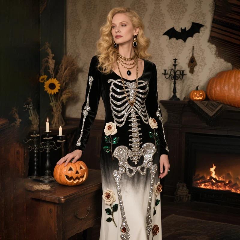 Digital Printed American Fashion Halloween Witch Dress