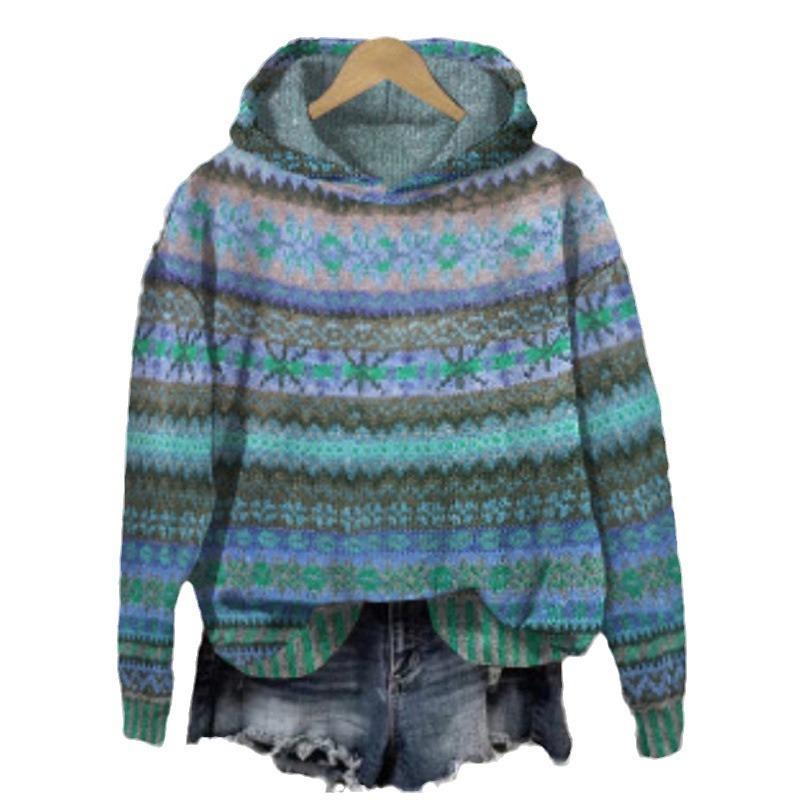 Printed Hoodie Long-sleeved Sweater Christmas Pattern