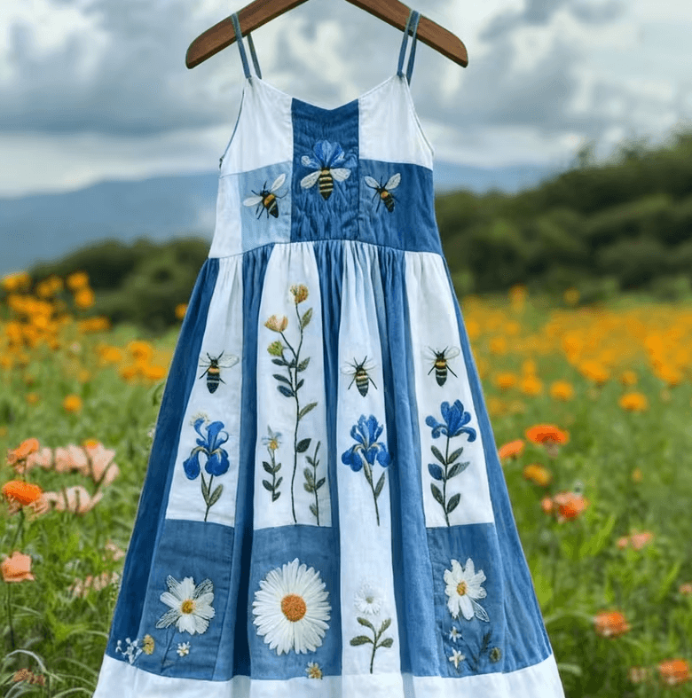 Women's Pastoral Retro Fresh Style Spaghetti Strap Loose Dress