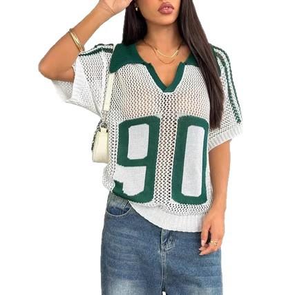 Women's Retro Casual Hollow-Out Preppy-Style Knitted Top