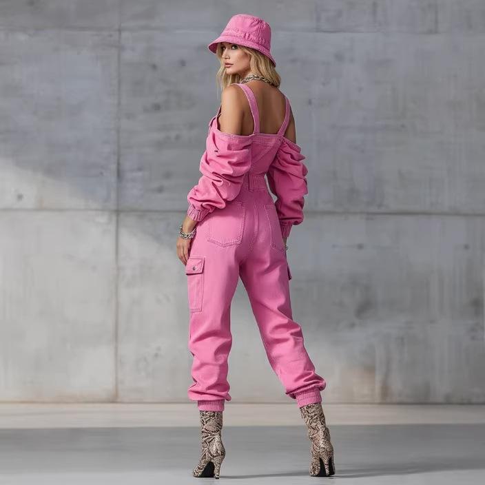 Slim-fit Denim Jumpsuit With Patchwork Design