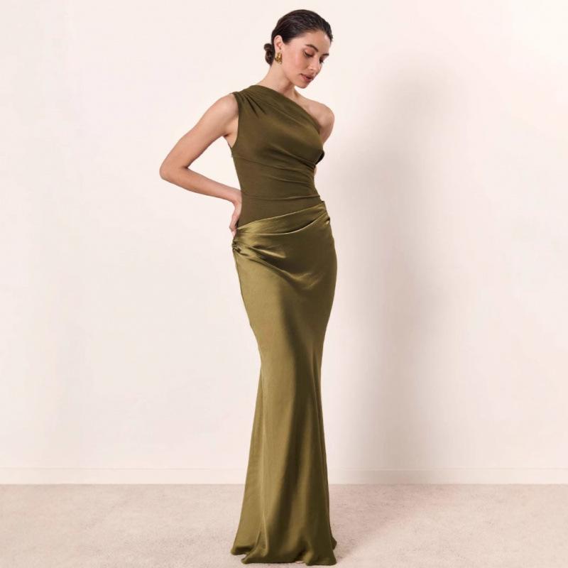 Crossbody Pleated Stitching Satin Skirt
