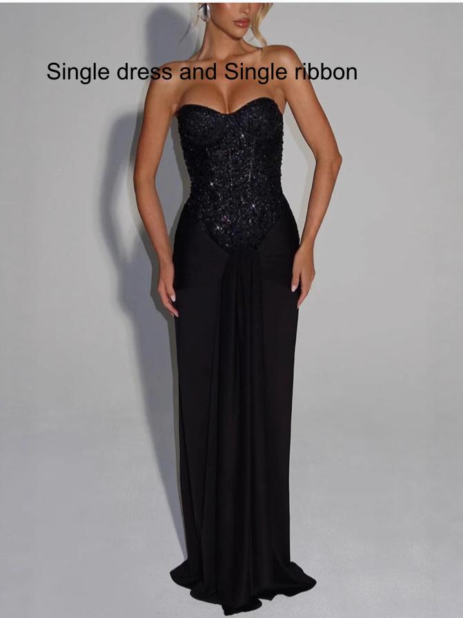 Black / L / Single dress and Single ribbon