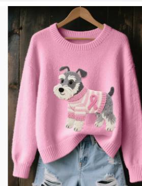 Womens Printed Crew-Neck Faux Sweater Top