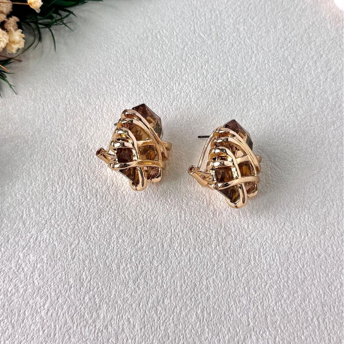 Commuter-style Olive-green Metal-wrapped Versatile Vintage Earrings