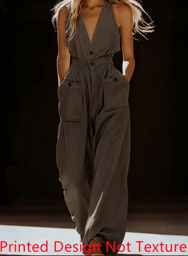 Workwear-style Waist-cinched Wide-leg Jumpsuit