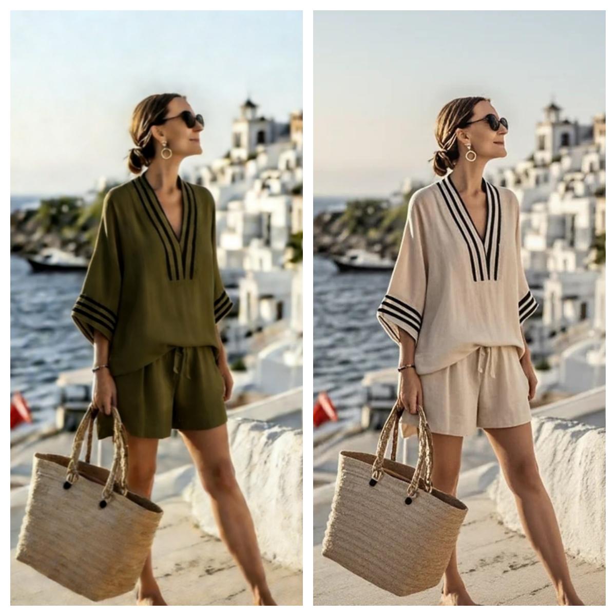 2 Piece Set Half Sleeve Oversize Pullover Top And Short Pants Summer Casual Women Patchwork Pocket Set Outfits Women's Clothing