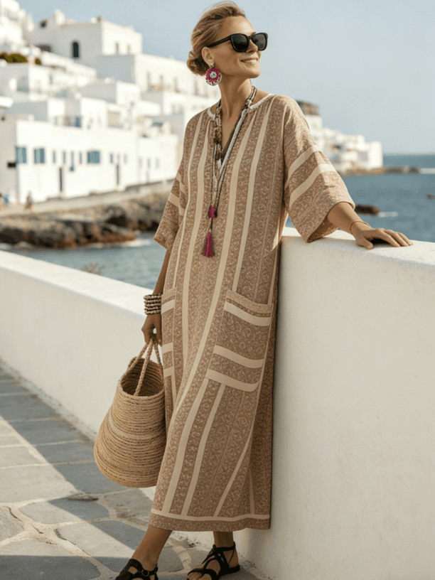 Bohemian-style Cotton And Linen Loose Vacation Dress