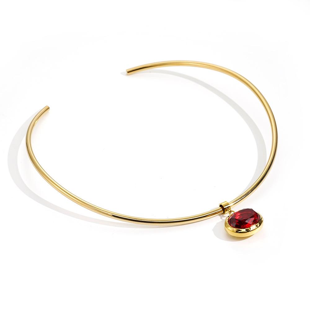 18K Gold-Plated Titanium Steel Open-End Choker Pendant Necklace