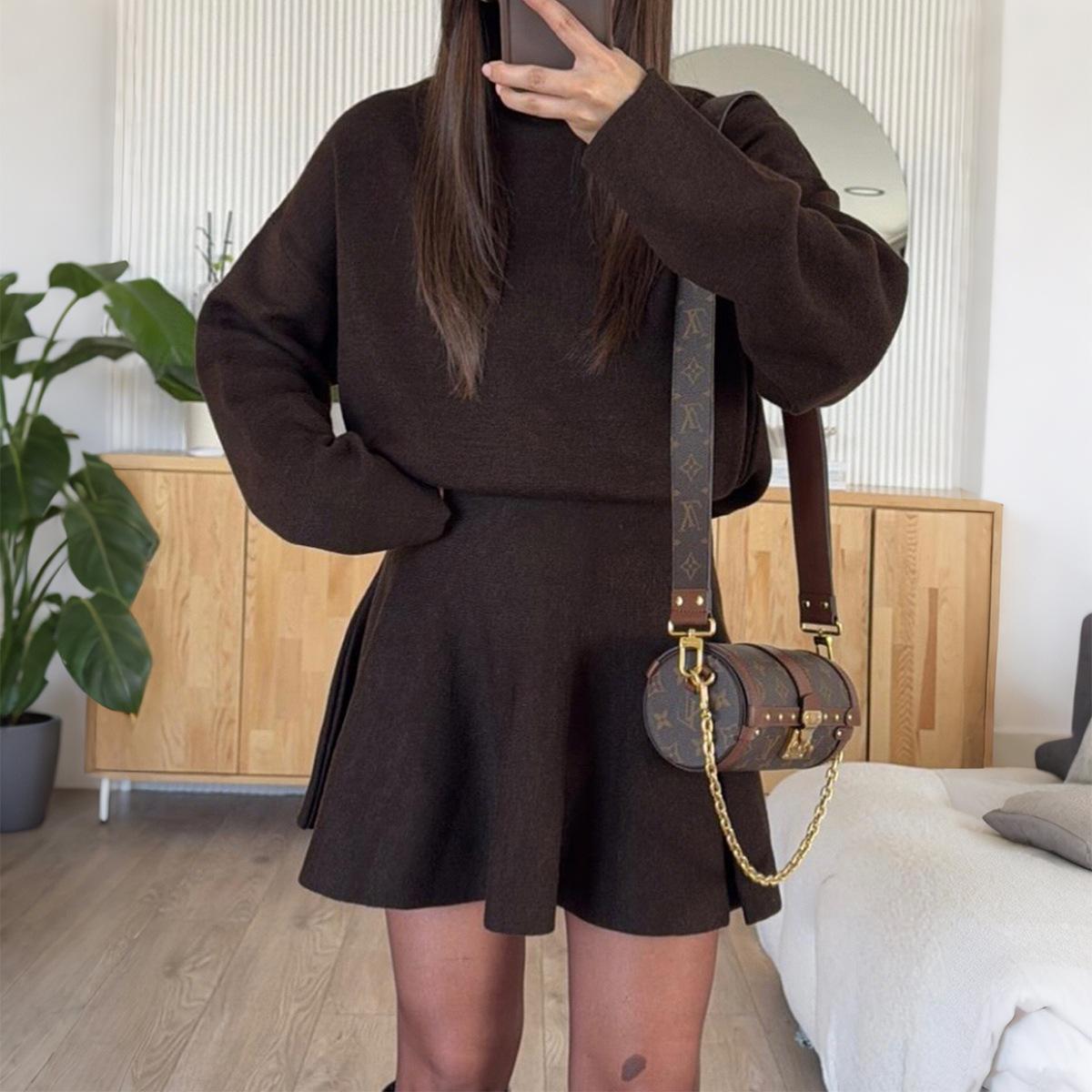 Casual Vacation Style Sweater Long Sleeve Skirt Dress Women's Clothing