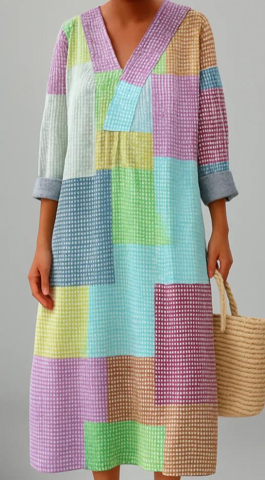 Long Sleeve Shirt Dress Women's Casual Floral Print Sleeve Skirt