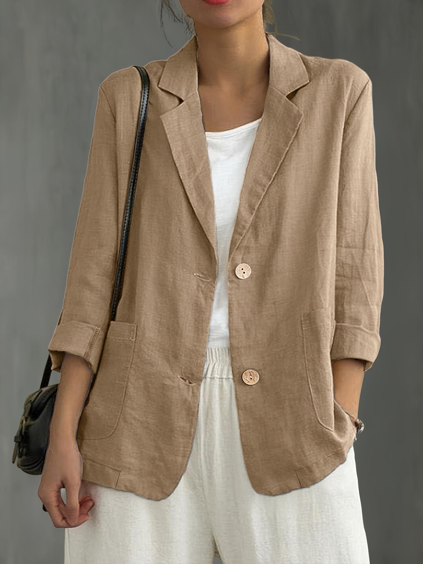 Womens Everyday Casual Commuter Two-Button Long-Sleeve Blazer