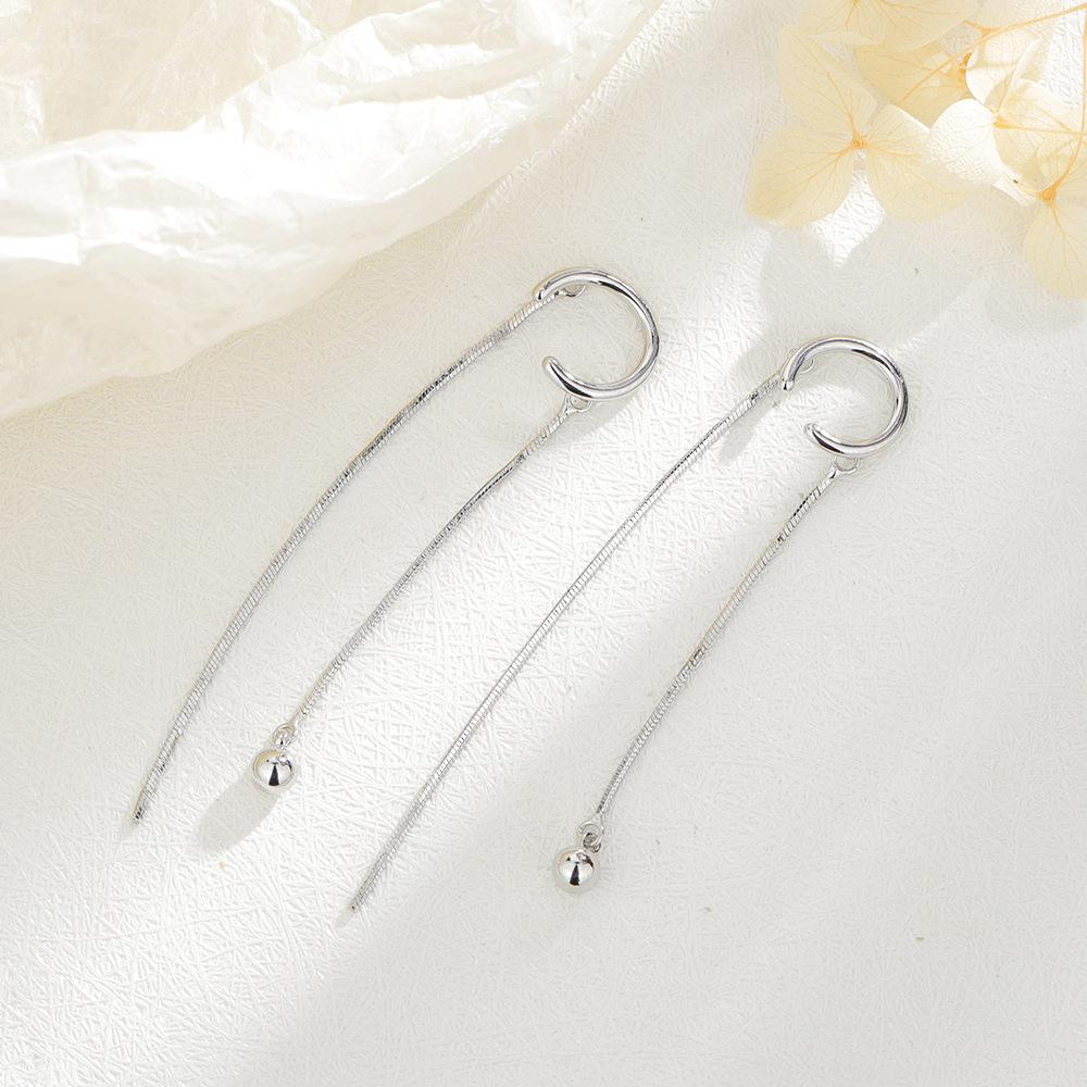 Round-bead Long Tassel Snake-chain Ear Cuff