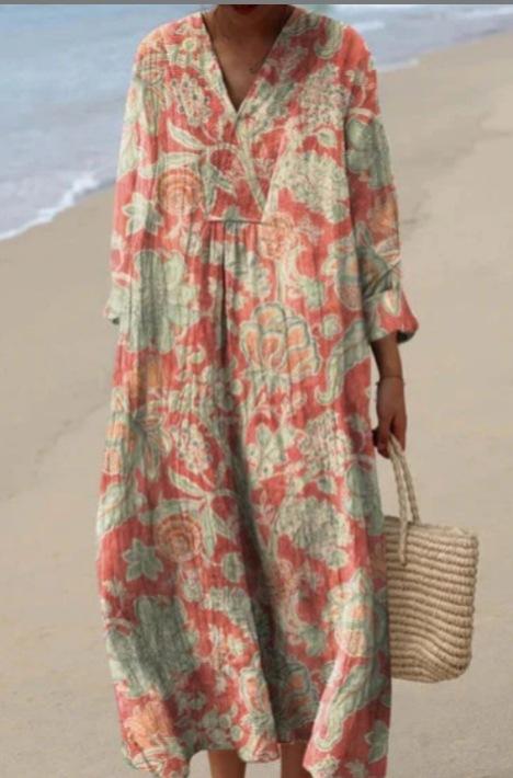 Long Sleeve Shirt Dress Women's Casual Floral 3D Printing