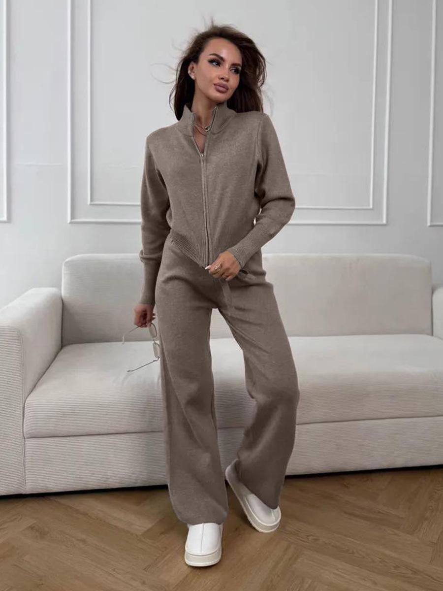 Temperament Commute Zipper Knitting Suit