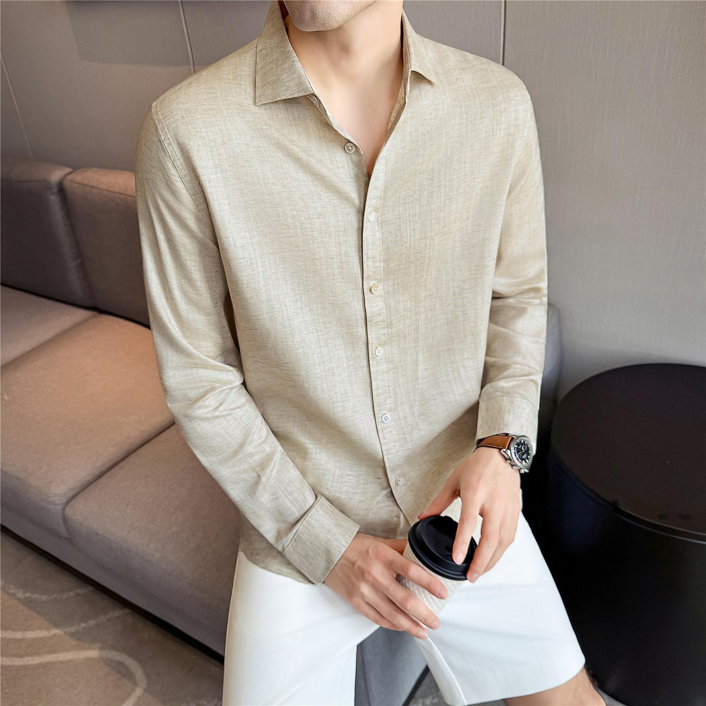Lyocell-linen-cotton Blend Summer Square-neck Shirt