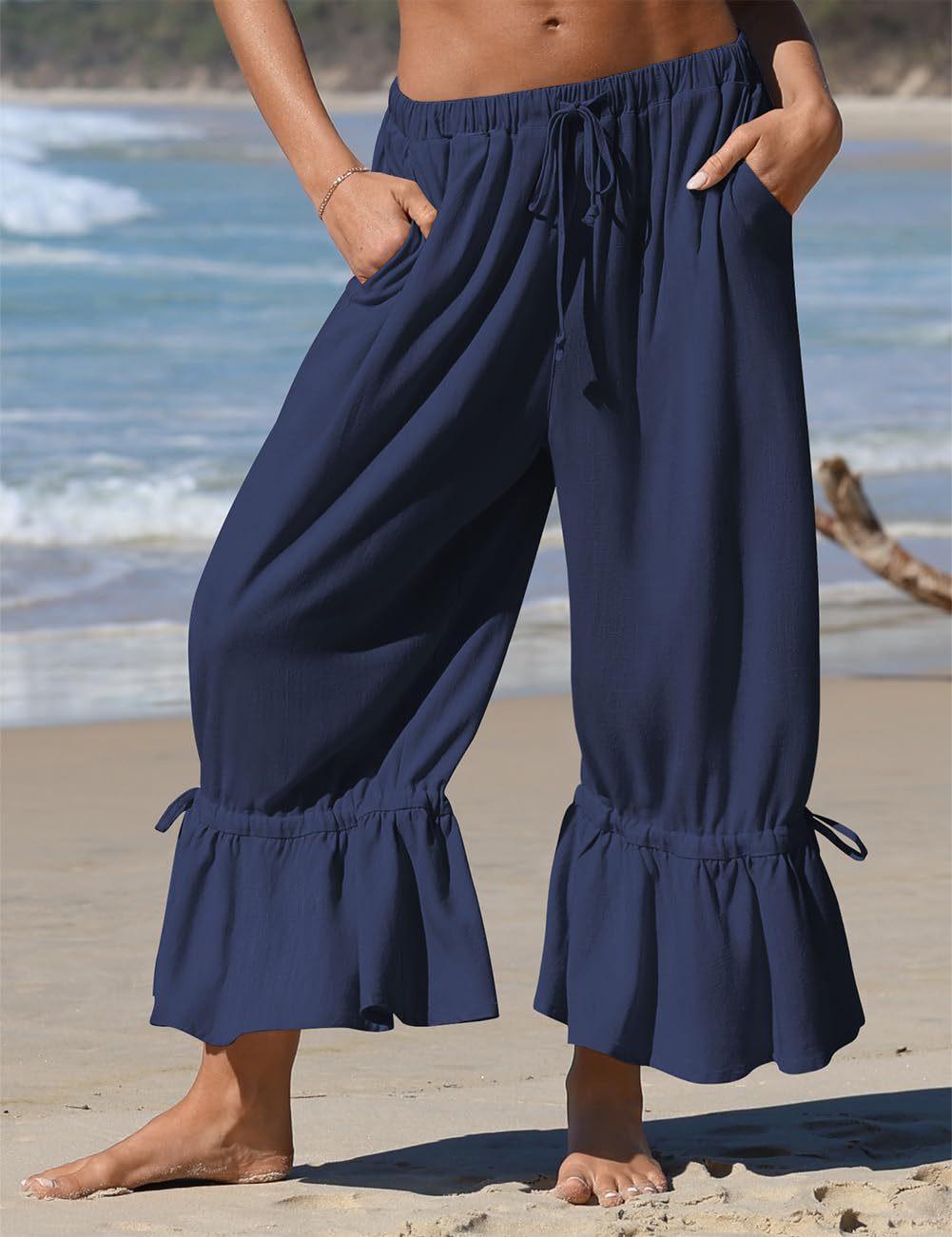 Amazon European And American-style Linen Wide-leg Pants