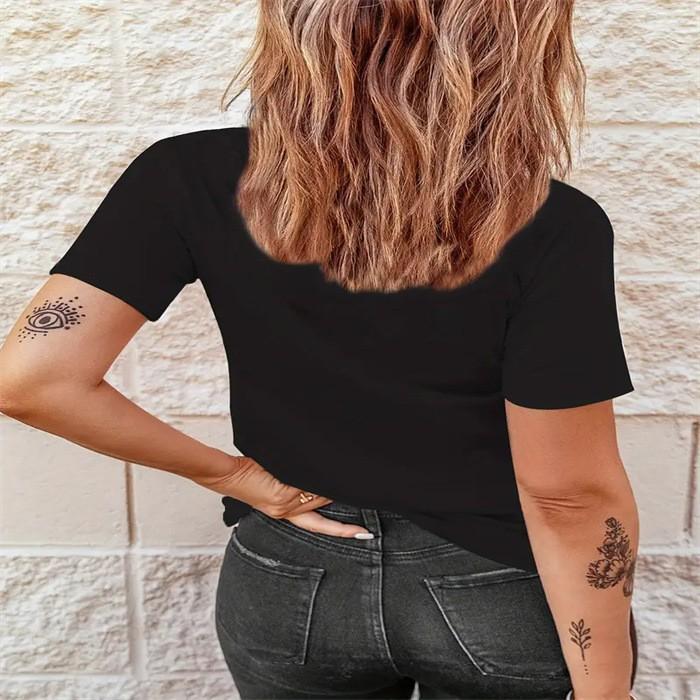 Women's Printed Crew Neck Plus-Size Short-Sleeve T-Shirt Top