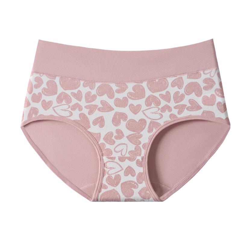 High-waisted Pure-cotton Cute Girls And Womens Tummy-control Briefs