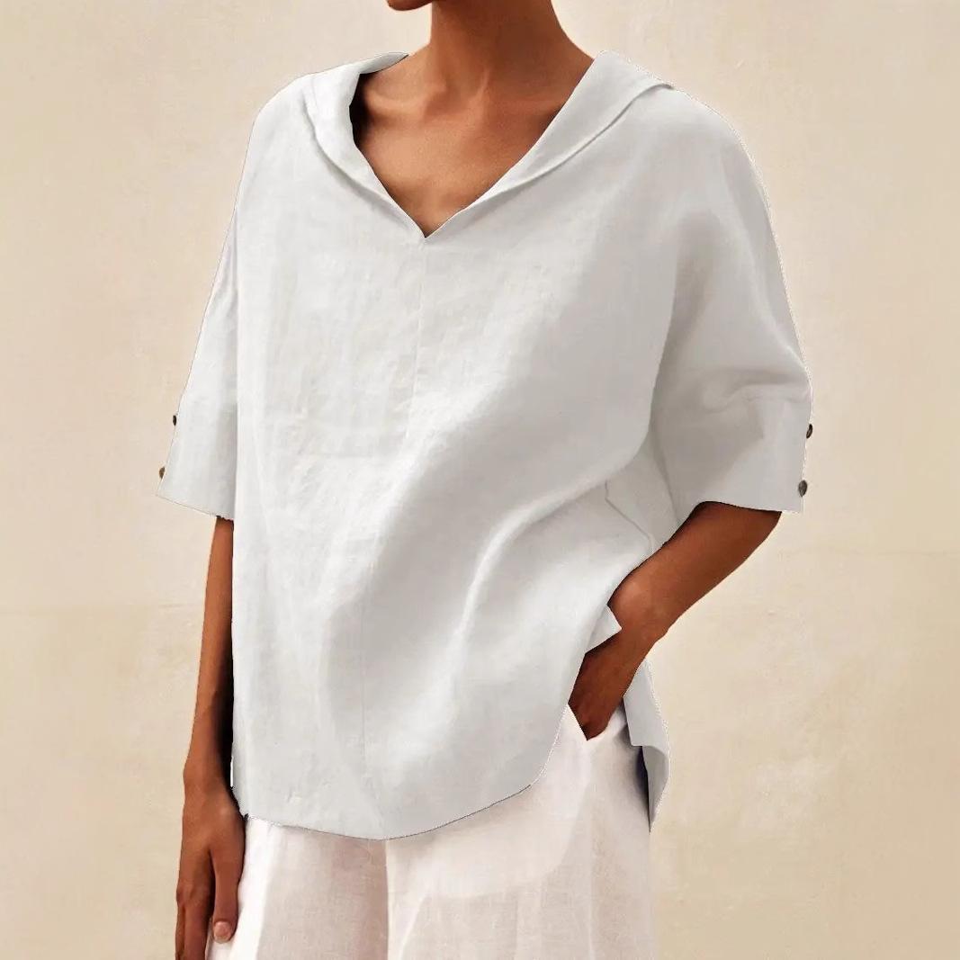 Cotton And Linen Relaxed-fit Hoodie Top T-shirt