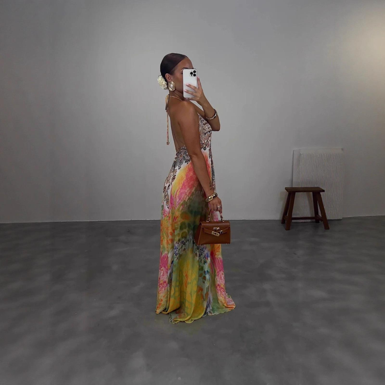 Women's Sleeveless Printed Maxi Dress