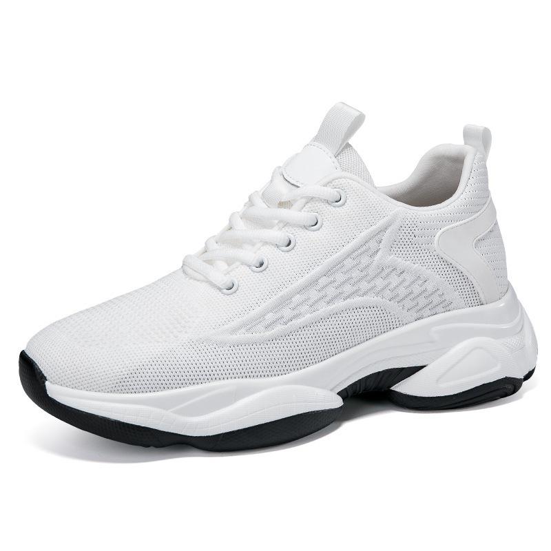 Lace-up Flyknit Mesh Height-increasing Casual Sports Shoes