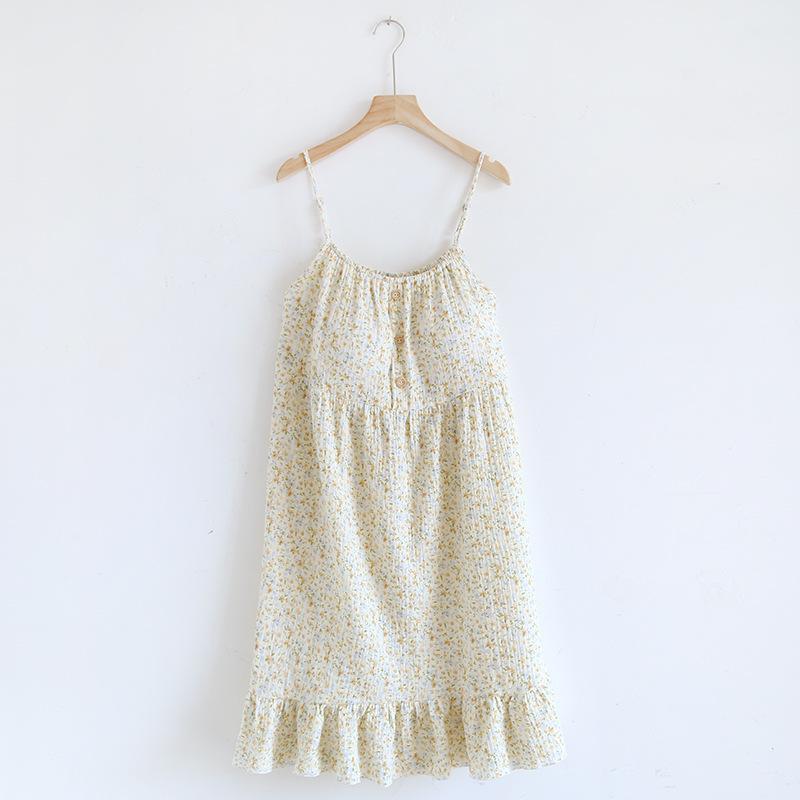Sweet Floral Suspender Skirt Cotton Pajamas