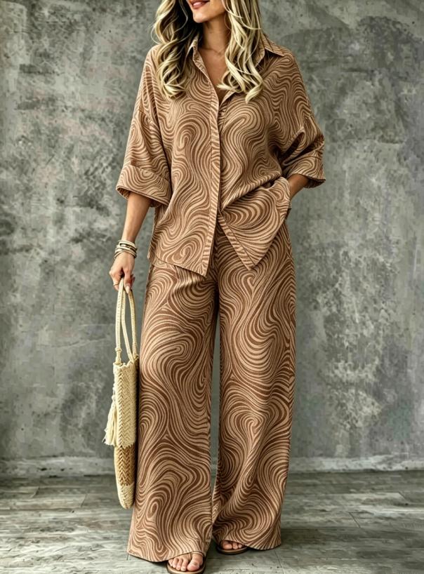 SpringSummer Digital-Print Shirt And Pants Set