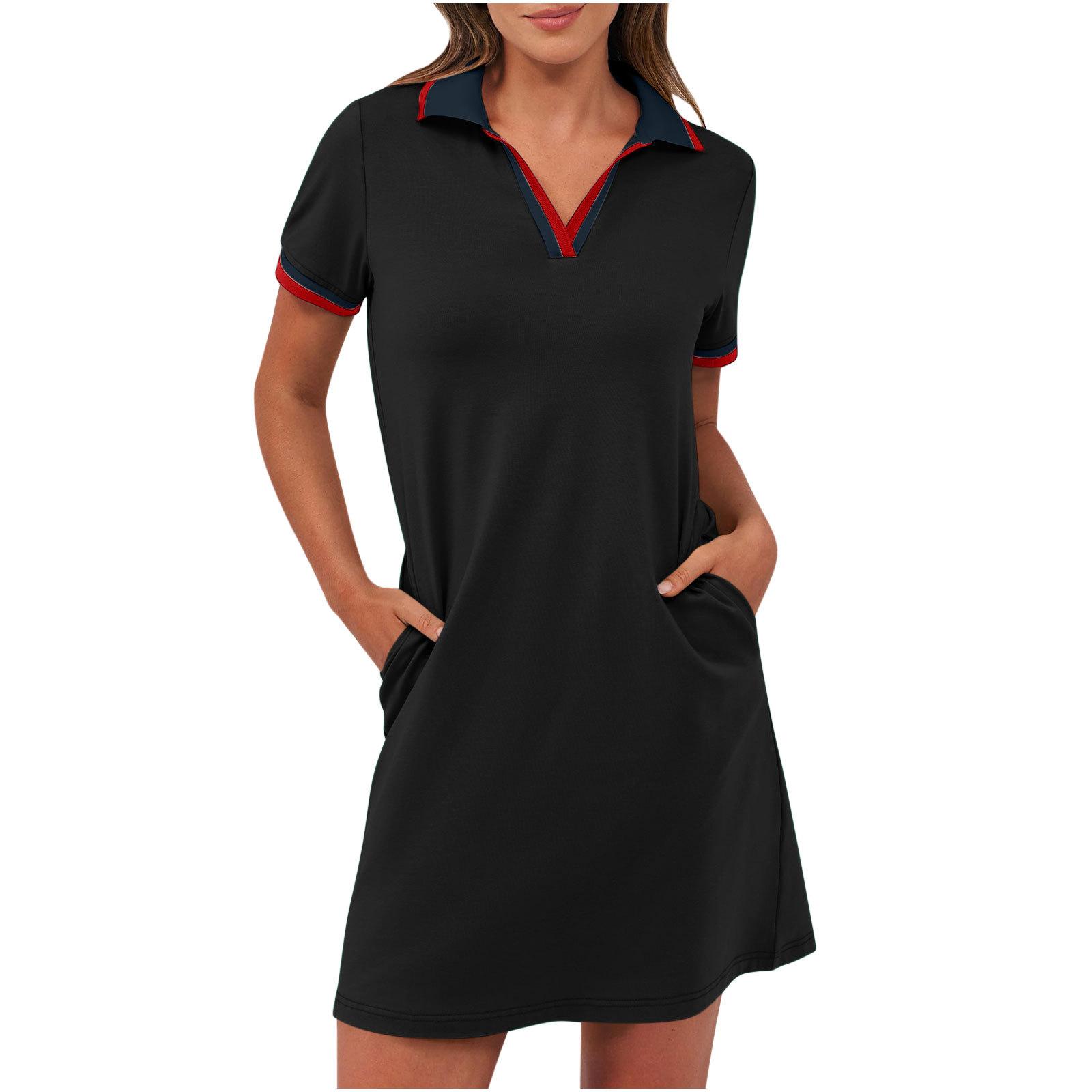 Women's Pure Short Sleeve V-neck Casual Dress
