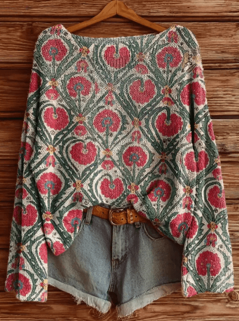 Re-work Printed Women's Sweater, Casual And Comfortable
